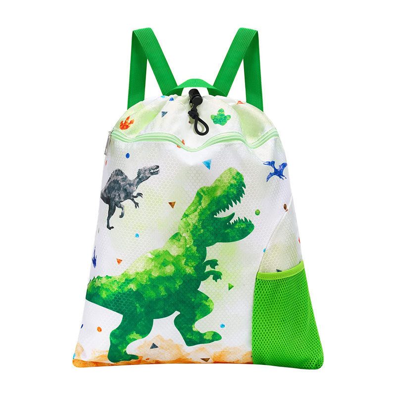 Cute gwo kapasite dinozò Kids Drawstring sakado